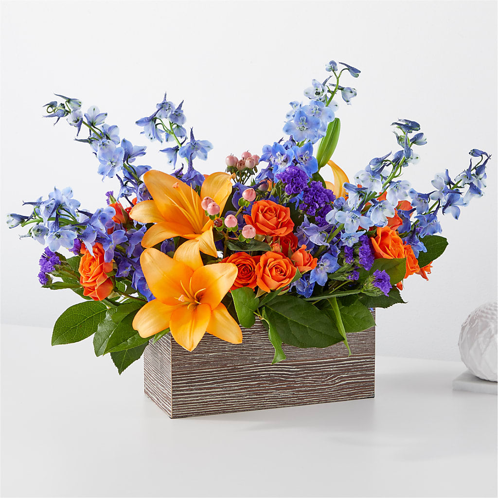 Radiant Citrus Box Bouquet – J ALEXANDER'S FLORIST, Jackson MI