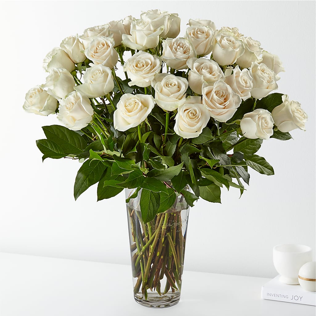 Long Stem White Rose Bouquet – J ALEXANDER'S FLORIST, Jackson MI