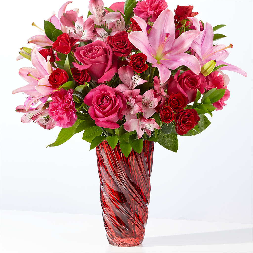 In Love Bouquet with Luxe Swirl Vase – J ALEXANDER'S FLORIST, Jackson MI