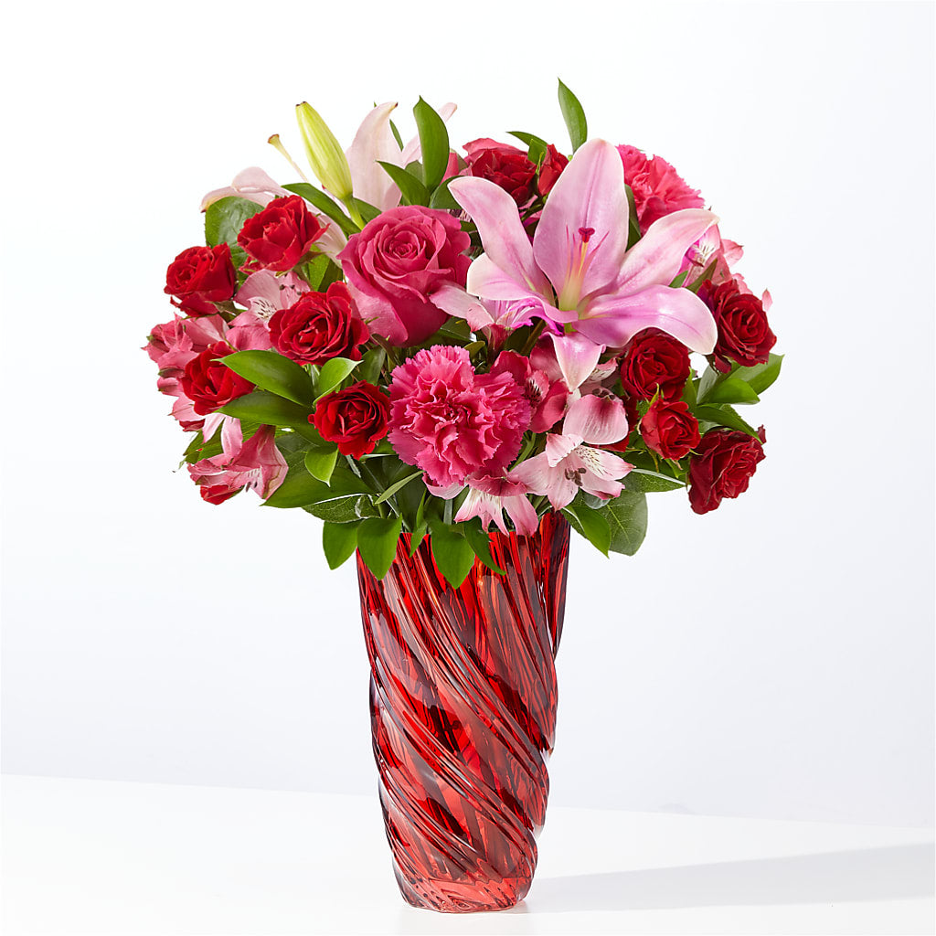 In Love Bouquet with Luxe Swirl Vase – J ALEXANDER'S FLORIST, Jackson MI