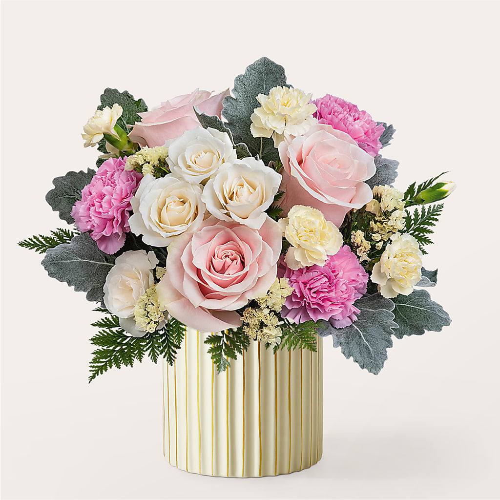 Blissful Moments Bouquet with Ivory Vase – J ALEXANDER'S FLORIST, Jackson MI