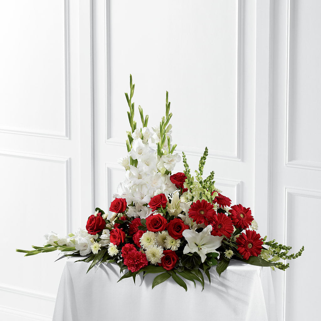 Crimson & White Arrangement – J ALEXANDER'S FLORIST, Jackson MI