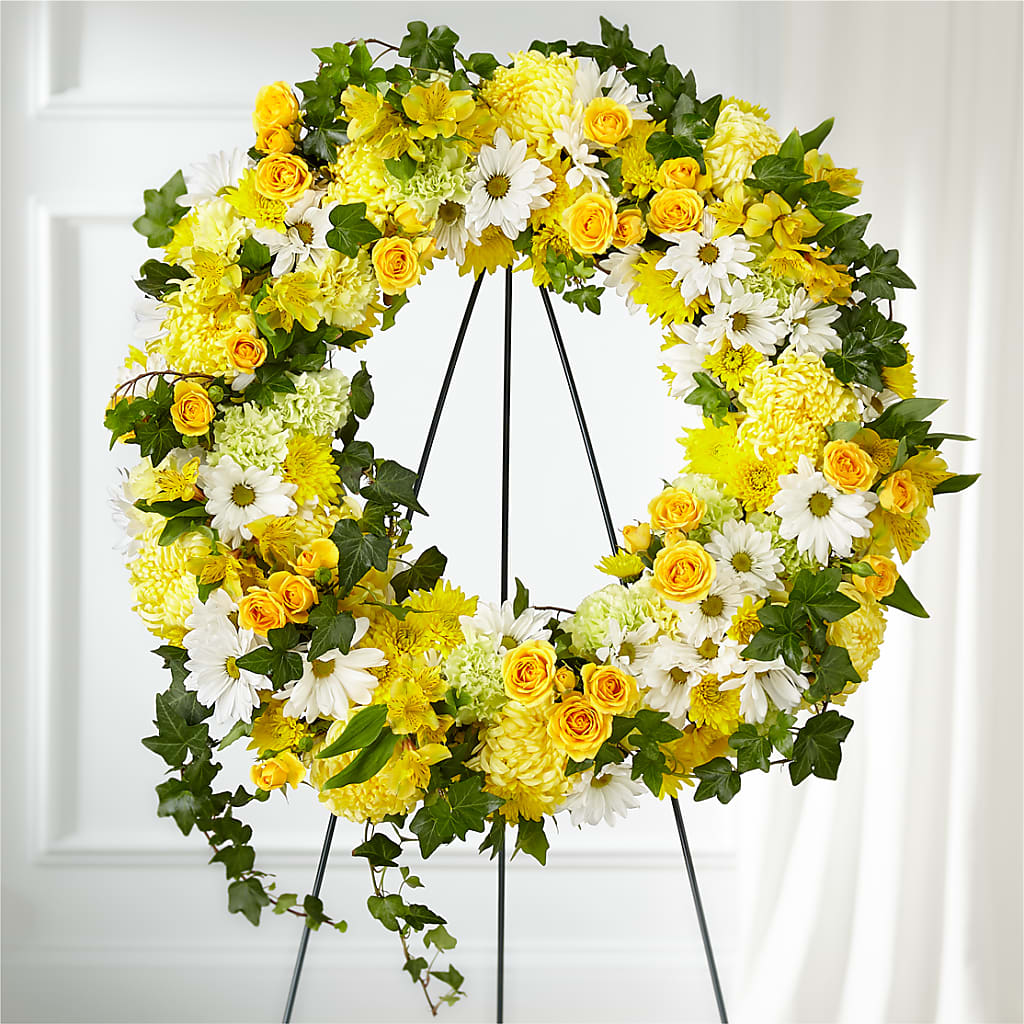 Golden Remembrance Wreath – J ALEXANDER'S FLORIST, Jackson MI