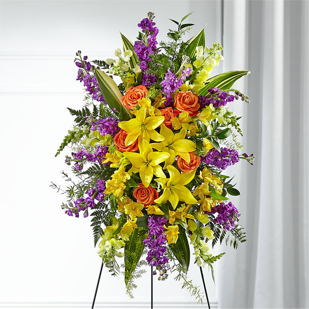 Thoughtful Prayers Standing Spray – J ALEXANDER'S FLORIST, Jackson MI