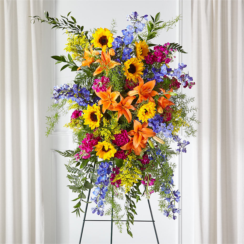 Sunlit Memories Standing Spray (Standard) – J ALEXANDER'S FLORIST, Jackson MI