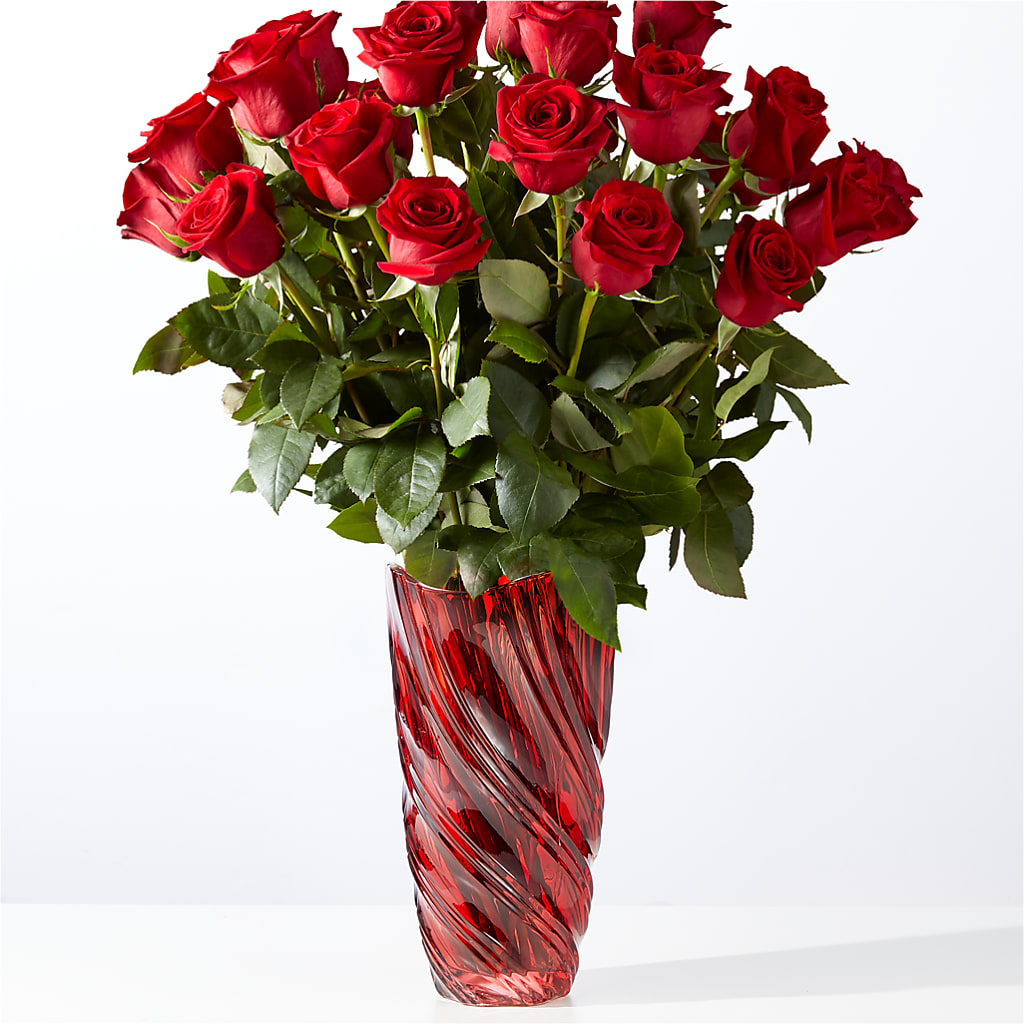 Classic Love Red Rose Bouquet with Luxe Swirl Vase – J ALEXANDER'S FLORIST, Jackson MI