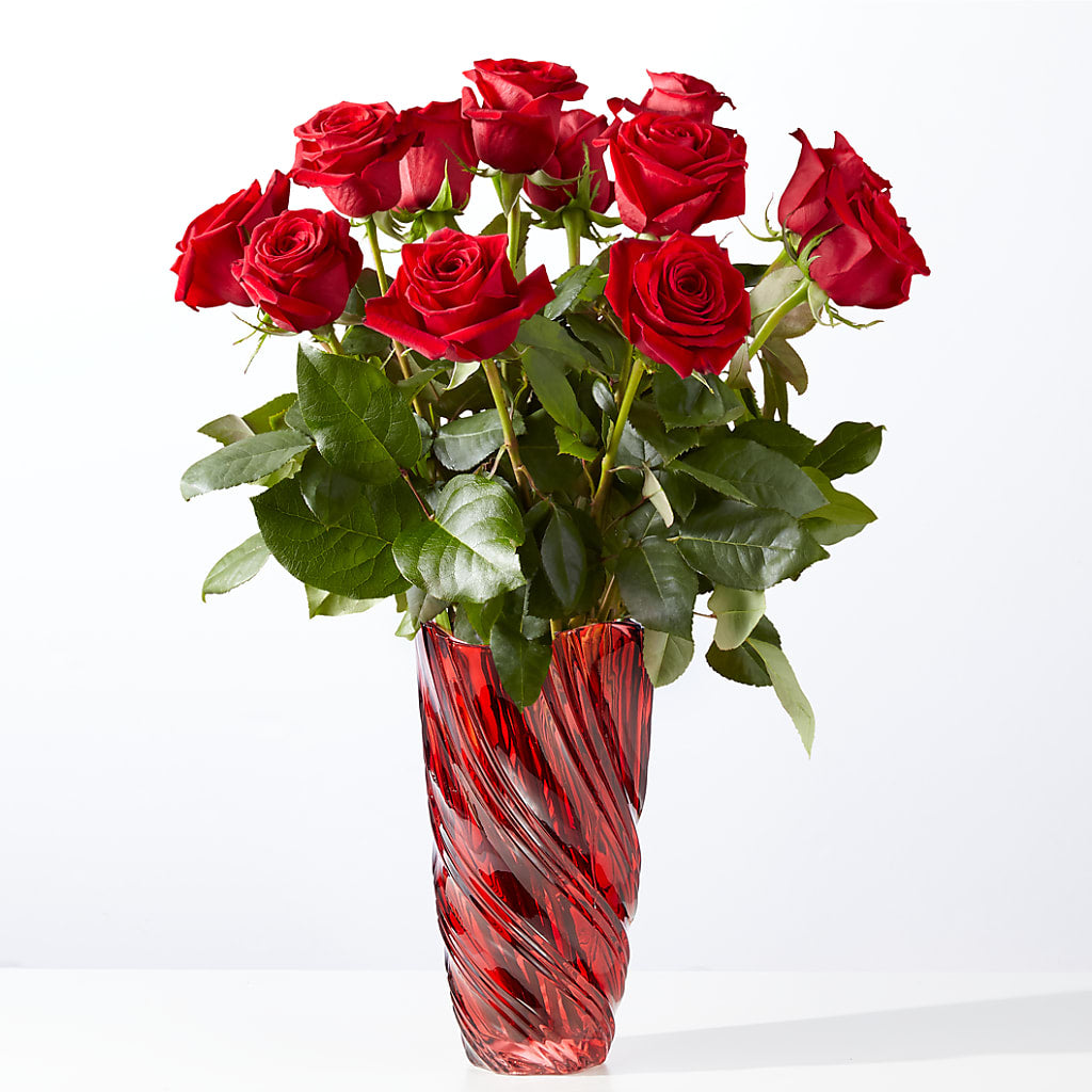 Classic Love Red Rose Bouquet with Luxe Swirl Vase – J ALEXANDER'S FLORIST, Jackson MI