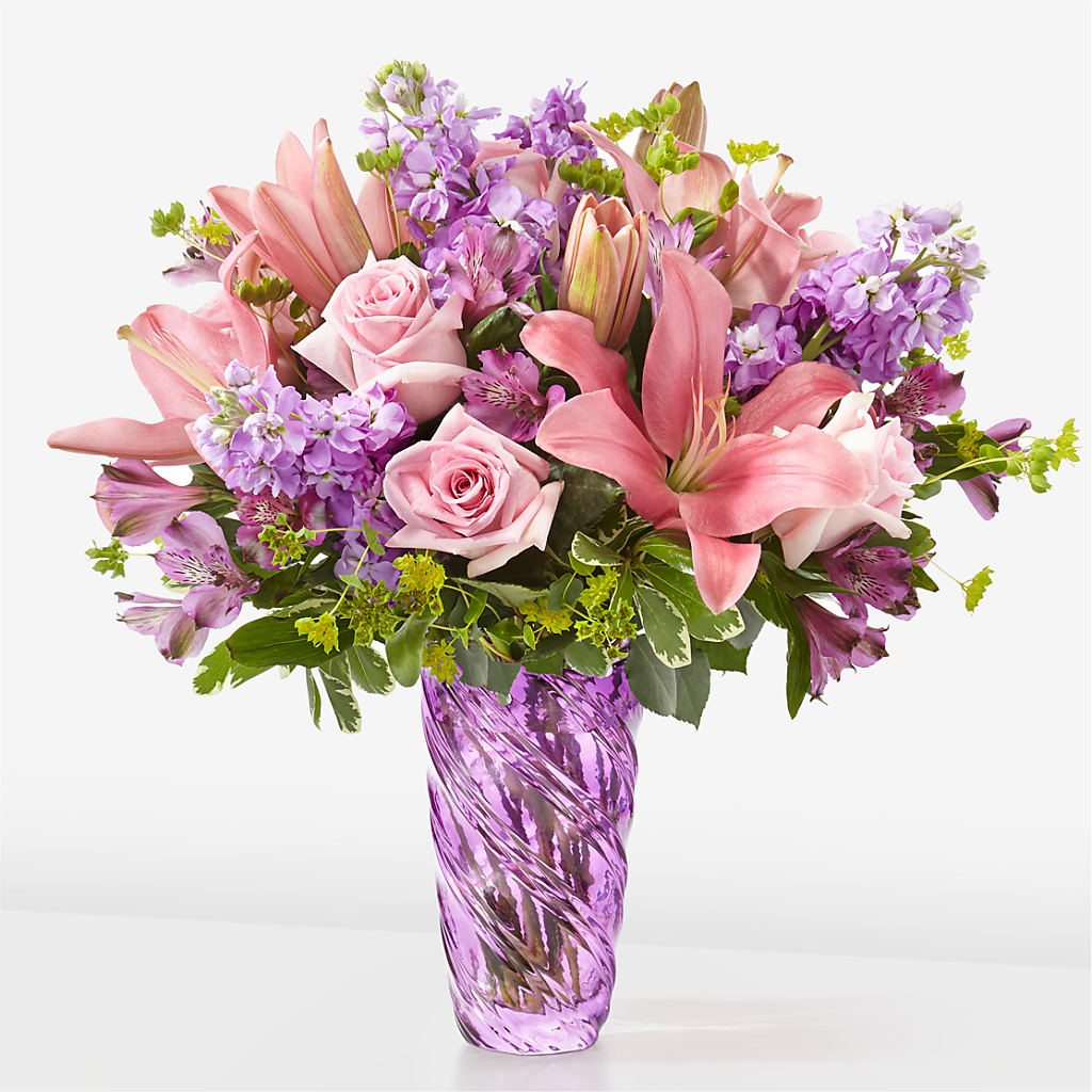 Precious Petals Bouquet with Luxe Swirl Vase – J ALEXANDER'S FLORIST, Jackson MI