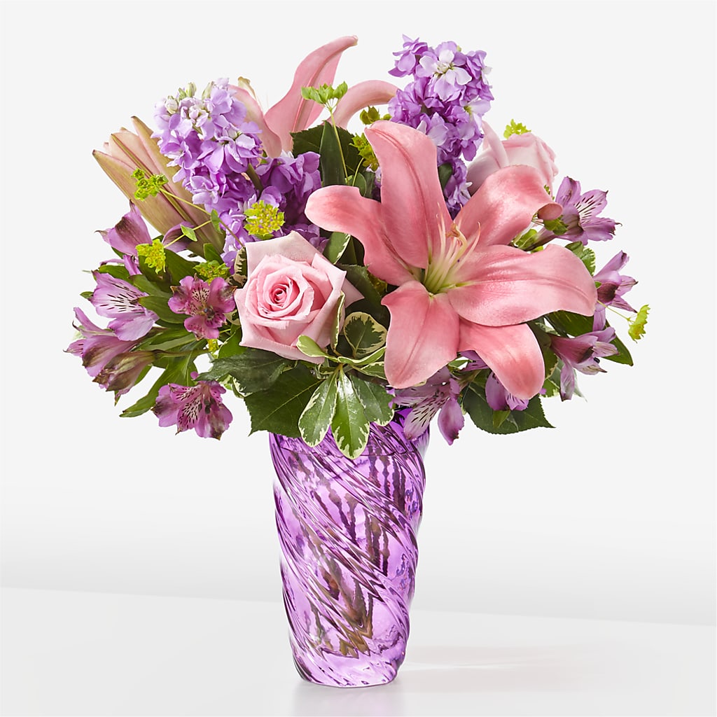 Precious Petals Bouquet with Luxe Swirl Vase – J ALEXANDER'S FLORIST, Jackson MI