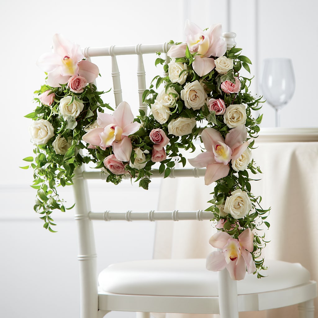 Orchid Rose Chair Décor – J ALEXANDER'S FLORIST, Jackson MI
