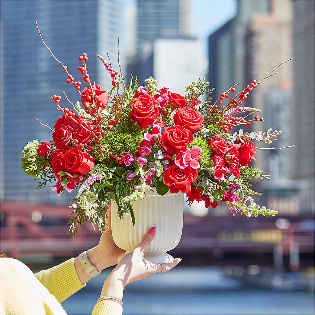 Big Red Bow Bouquet – J ALEXANDER'S FLORIST, Jackson MI