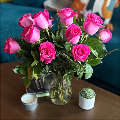 Long Stem Pink Rose Bouquet – J ALEXANDER'S FLORIST, Jackson MI