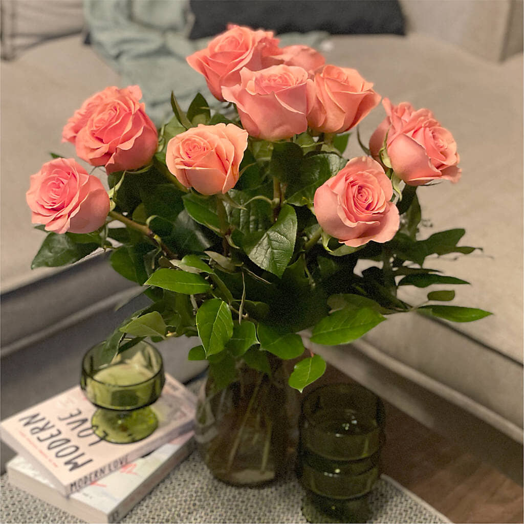 Long Stem Pink Rose Bouquet – J ALEXANDER'S FLORIST, Jackson MI