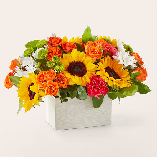 Sun-drenched Blooms Box Bouquet – J ALEXANDER'S FLORIST, Jackson MI