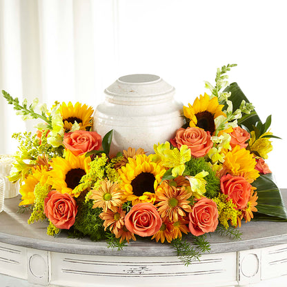 Faithful Sunflower Cremation Adornment – J ALEXANDER'S FLORIST, Jackson MI