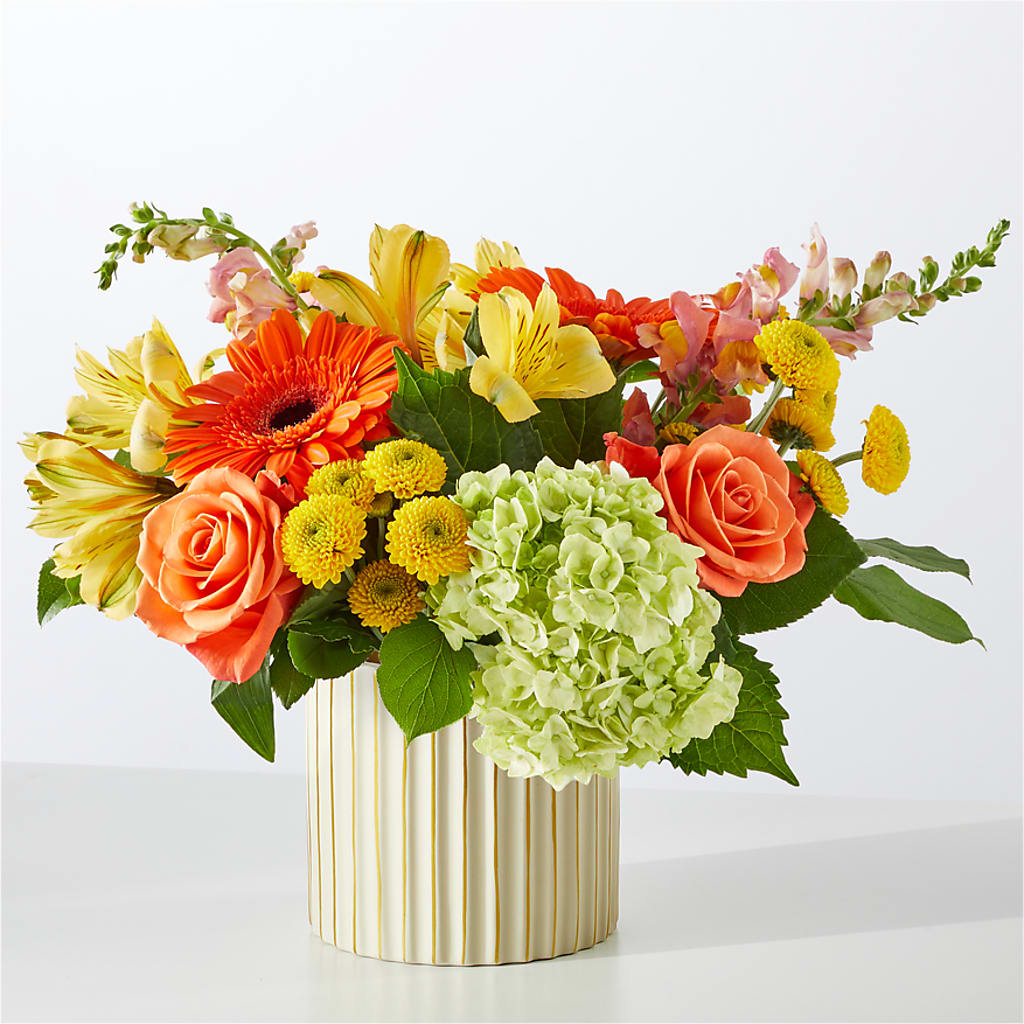 Autumn Sunshine Bouquet with Ivory Vase – J ALEXANDER'S FLORIST, Jackson MI