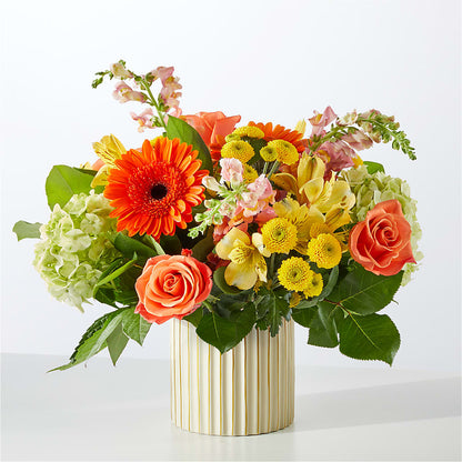Autumn Sunshine Bouquet with Ivory Vase – J ALEXANDER'S FLORIST, Jackson MI
