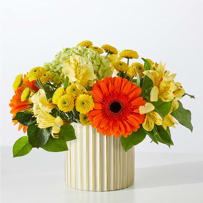 Autumn Sunshine Bouquet with Ivory Vase – J ALEXANDER'S FLORIST, Jackson MI