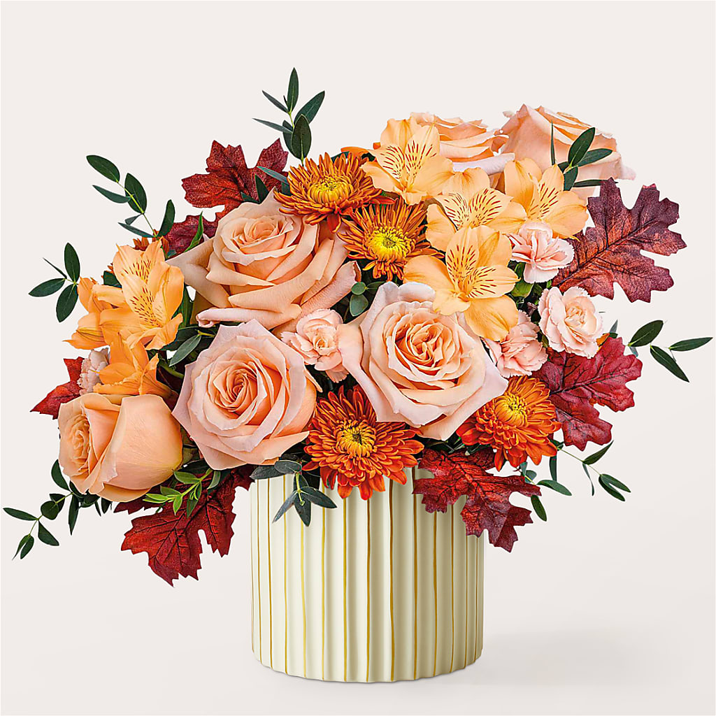 Spiced Latte Bouquet with Ivory Vase – J ALEXANDER'S FLORIST, Jackson MI