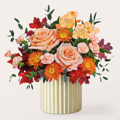 Spiced Latte Bouquet with Ivory Vase – J ALEXANDER'S FLORIST, Jackson MI