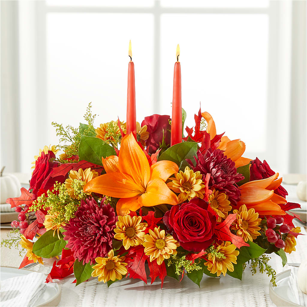 Autumn's Embrace Centerpiece – J ALEXANDER'S FLORIST, Jackson MI